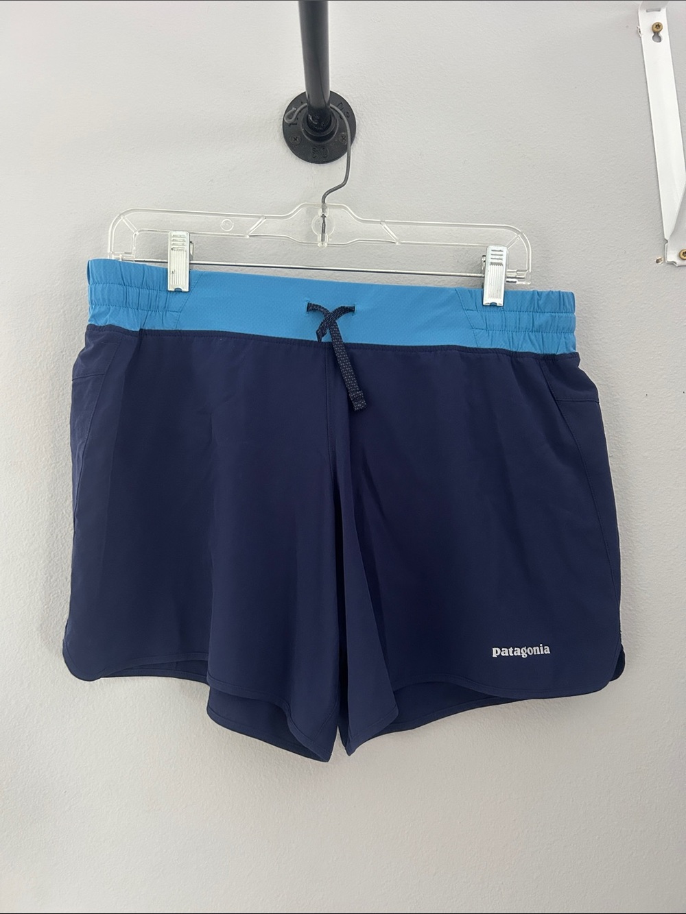 Patagonia Navy Shorts with Light Blue Waistband